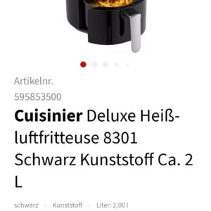 Heißluftfritteuse Cuisinier Deluxe für 27,49€