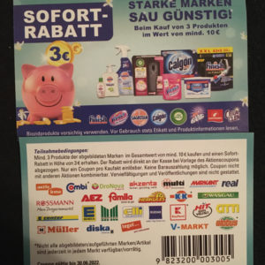 3€ Rabatt ab 10€ MEW Markenfestival (Reckitt Umbrella Promotion)