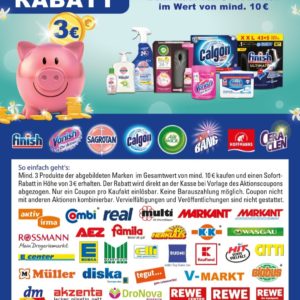 3 Euro Sofortrabatt beim Kauf von min. 3 Produkten, im Wert von min. 10 Euro