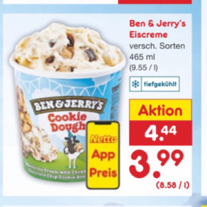 Ben &amp; Jerry‘s Eiscreme für 3,29€ dank Netto App und Smhaggle App