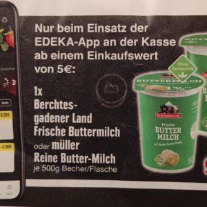 [Edeka Südbayern] Gratis Müller/Berchtesgadener Land Buttermilch 13.06. - 18.06.2022