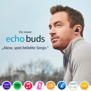 👂 Echo Buds (2. Gen.) kabellose Ohrhörer mit aktiver Geräuschunterdrückung und Alexa für 51,99€ (statt 67€) - mit kabelloses Ladeetui