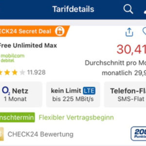 CHECK24 Mobilcom Debitel O2 Free Unlimited Max (nur bei Anmeldung mit Kundenkonto)