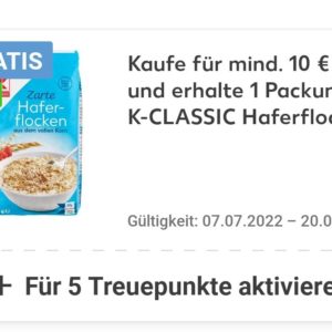 Kaufland: gratis Haferflocken für 5 Treuepunkte bei 10 €