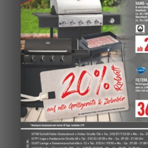 20% auf Grillgeräte und Grillzubehör