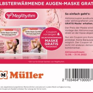 Gratis MegRythm wärmende Augenmaske gratis bei Müller