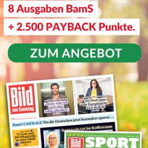 Bild am Sonntag + 2500 PayBack Punkte (effektiv gratis) - 3,80 € Gewinn