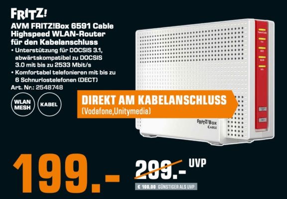 AVM FRITZ!Box 6591 Cable Highspeed WLAN-Router für den Kabelanschluss