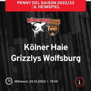 GRATIS Freikarten für das Heimspiel der Kölner Haie gegen die Grizzlys Wolfsburg am 26.10.2022 