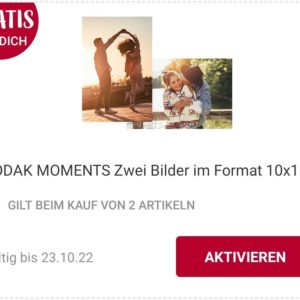 Rossmann App: 2 Kodak Sofortbilder im Format 10x15cm GRATIS