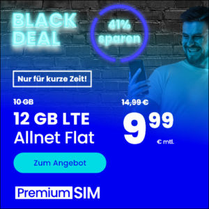 Mtl. kündbare 9GB LTE Allnet für mtl. 7,99€ ⏰ nur für kurze Zeit! (PremiumSIM, o2-Netz)