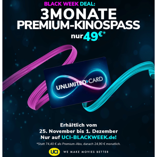 Thumbnail 🎥 UCI Unlimited Card für 49€ oder 199€ - Kino-Flat für 3 oder 12 Monate