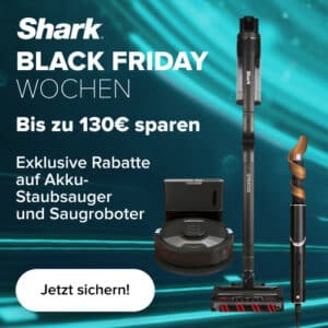 Shark Black Friday Deals: Bis zu 130€ sparen auf Akku-Staubsauger und Saugroboter