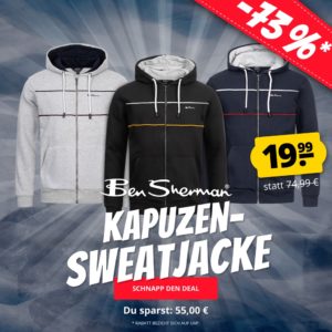 BEN SHERMAN Zipper Herren Kapuzen Sweatjacke für 19,99€ zzgl. Versand