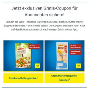 Gratis Freshona Buttergemüse oder Grafschafter Baguette Brötchen für Lidl Newsletter Abonnenten