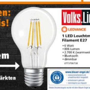 GRATIS LED (Volkslicht) Bluetooth E27 Birne für jeden Kauf am 26.11.2022 im Globus Baumarkt