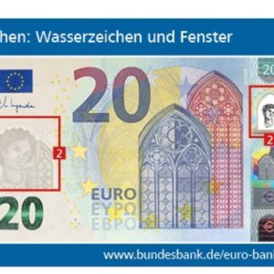 GRATIS 20-Euro Wechselbildkarte mit Hologrammeffekt von der Deutschen Bundesbank zum Erkennen von Falschgeld