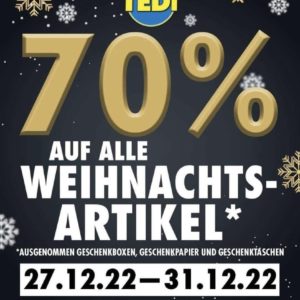 (Bundesweit) Tedi 70% Rabatt auf ALLE Weihnachtsartikel