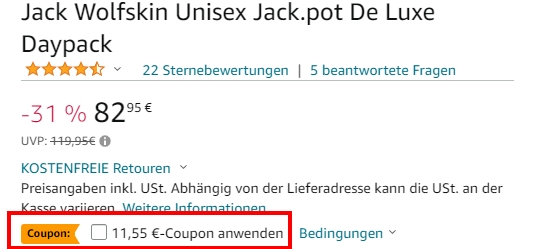 83€) Rucksack 71,40€ Jack Luxe de Jack.Pot für 17\