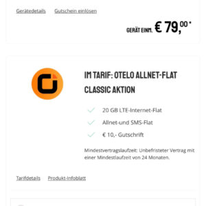 Apple IPad (2021) 64GB WiFi für 79€ + 20GB LTE Vodafone Allnet für mtl. 19,99€ + 10€ Wechselbonus - otelo allnet Classic