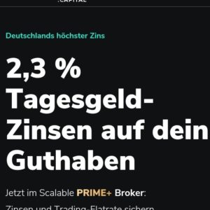 2,3 % Tagegeld Zinsen bei scalable