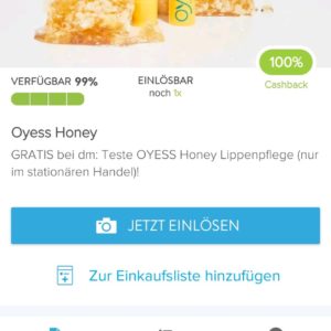 Oyess Honey Gratis mit Marktguru nur bei Dm