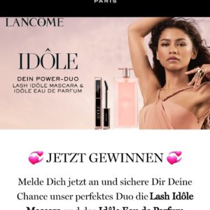 Gratis Doppelprobe Lancôme Lash Idôle Mascara und Idôle Parfum
(Gewinnspiel)