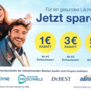 1€/3€/5€ Rabatt Coupons ab 4€/9€/15€ Dr. Best, Proschmelz, Sensodyne oder Odol-med3 Produkten bis 28.02.2023