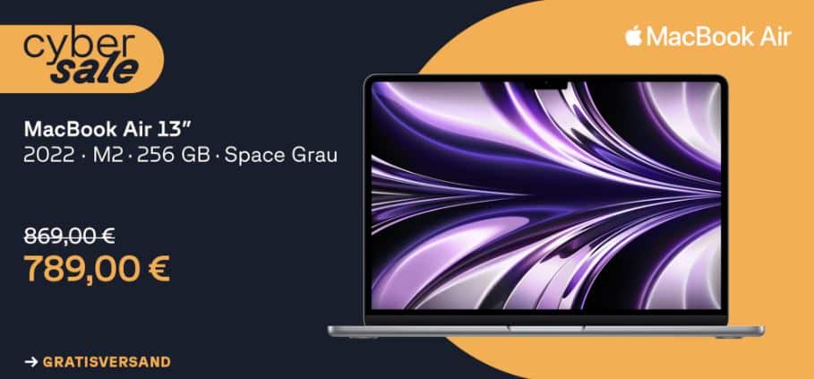 Apple MacBook Air 2022 im Cyberport Cybersale für 789€