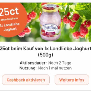 Landliebe Joghurt (500g) für 0,69€ mit Smhaggle