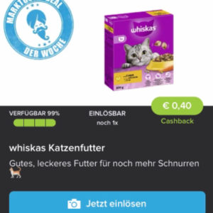 Marktguru Deal der Woche Whiskas Katzenfutter 0,40€ Cashback