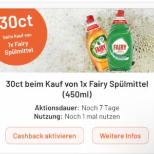 Fairy Spülmittel für 0,54€ mit Smhaggle