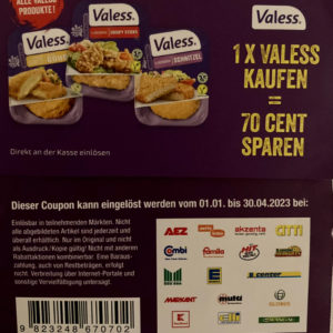 Valess 1,75€ günstiger mit Smhaggle und Coupon