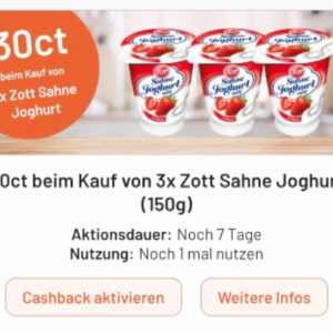 Zott Sahne Joghurt mit Smhaggle für 0,82€