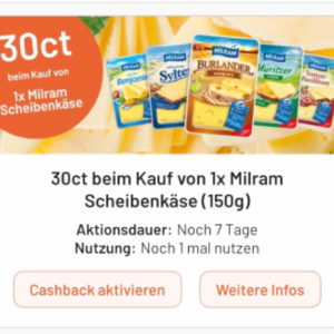 Milram Scheibenkäse für 1,14€ mit Smhaggle