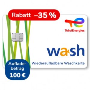 Waschkarte von TotalEnergies – jetzt bestellen und bis zu 35% sparen!