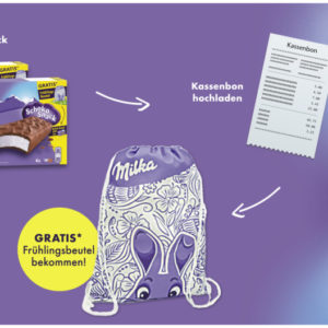 Milka Frühlingsbeutel kostenlos bei Kauf von zwei Milka Schoko Snack 4er Mulitpacks