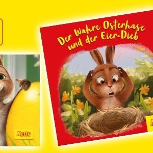 Osterbüchlein „Der wahre Osterhase und sein kleiner Bruder“ und andere, Osterhasen-Starschnitt und andere Geschenke von Netto Marken-Discount