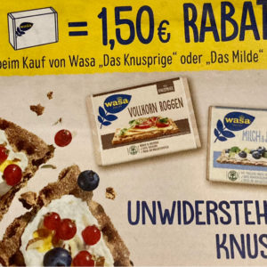 1,50€ Rabatt auf Wasa Das Knusprige und Das Milde