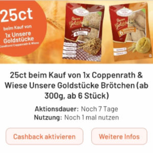 Coppenrath &amp; Wiese Unsere Goldstücke Brötchen für 0,81€ mit Smhaggle