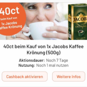 Jacobs Kaffee Krönung für nur 3,40€ mit Smhaggle