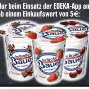 Becher „Der große Bauer Joghurt“ mit Edeka-App bei Edeka Südbayern vom 17.04.2023 ab 5€ Einkauf