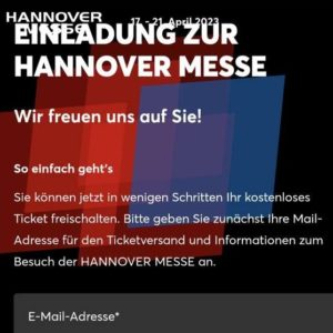 Kostenlos Tickets für Hannover Messe.