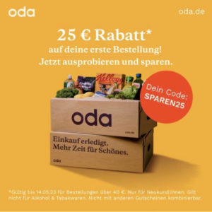 25€ Rabatt bei Oda (ab 40 € - Berlin + Umland)