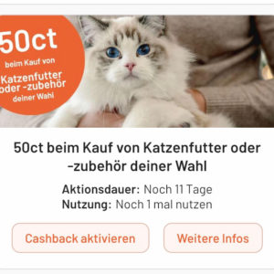 Katzen-Hundefutter und Zubehör 50 Cent Cashback bei Smhaggle