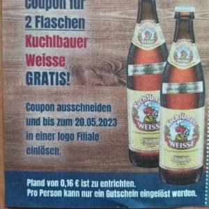 Endlich wieder gratis Bier: 2 Flaschen Kuchlbauer Weisse bei logo