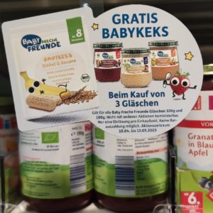 Babykeks Banane Dinkel Gratis beim Kauf von 3 Gläschen von Freche Freunde