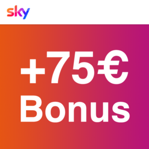 75€ Bonus auf alle Sky Stream Pakete 📺 Serien, Filme, Netflix, Fußball &amp; mehr 🤝 bereits ab 15€/Monat 🎁 0€ Aktivierungsgebühr 👕 100€ Trikot-Gutschein