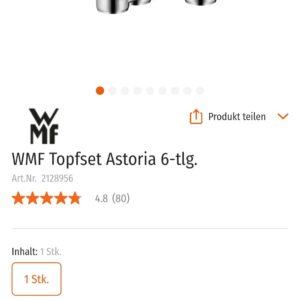 6 teiliges Topfset von WMF um sagenhafte 71 % ( !! ) reduziert- nur bei Müller online-