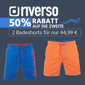 riverso: 50 % Rabatt auf die 2te Badeshort - 2 Badeshorts für 44,99€ inkl. Versand